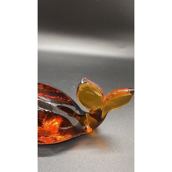 Vtg Amber Whale Paperweight Pilgram Art glass Handmade READ Animals Sea Nautical - Picture 5 of 5